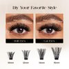 BEFER Lash Clusters, 216 Pcs D Curl Eyelash Clusters 3D Fluffy Volume Individual Lashes Extensions 10-16MM Cluster Eyelash Wispy Cluster Lashes DIY At Home(80P)