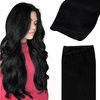GOO GOO Sew in Hair Extensions Real Human Hair, Weft Hair Extensions Human Hair, 1 Jet black 18 Inch-100g, Weft Bundles Straight Silky Remy Hair