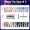 Clara Colors Cat Eye Gel Nail Polish, 12 Colors Holographic Glitter Cat Eye Gel Nail Polish Set with Magnet Romantic Galaxy Series Cat Eye Gel Polish Set Long Lasting Soak Off UV LED