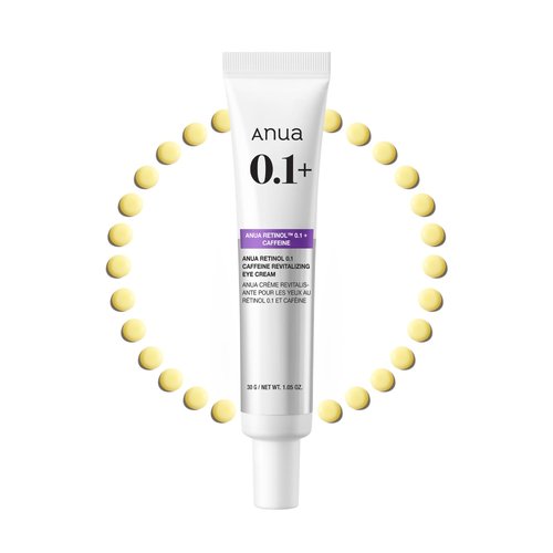 Anua Retinol 0.1 Caffeine Revitalizing Eye Cream, Under Eye Cream For Hydration, Glow Up Eye Contour, Niacinamide, Retinol For Face, Night Cream For Eye Care, Korean Skin Care (30g/1.05oz)