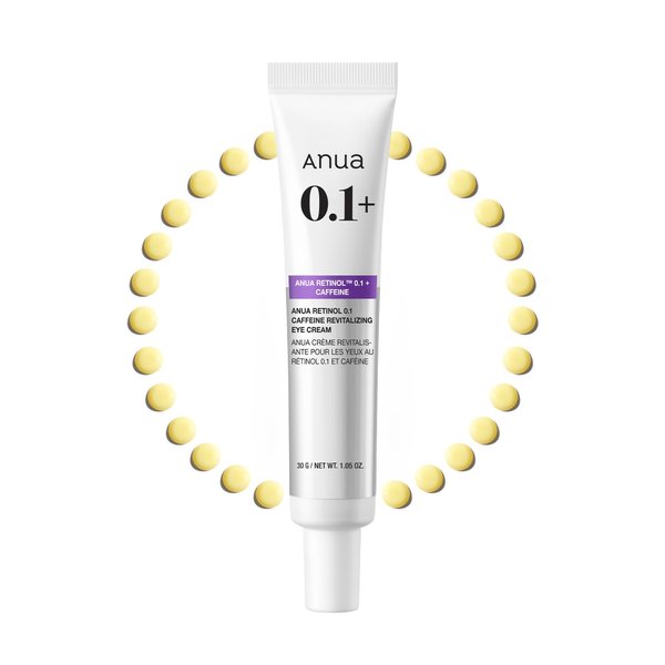 Anua Retinol 0.1 Caffeine Revitalizing Eye Cream, Under Eye Cream For Hydration, Glow Up Eye Contour, Niacinamide, Retinol For Face, Night Cream For Eye Care, Korean Skin Care (30g/1.05oz)