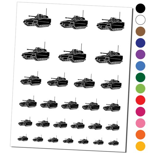 Military Army Tank Temporary Tattoo Water Resistant Fake Body Art Set Collection - Brown (One Sheet)