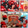 Race Car Birthday Party Balloons,40 Inch Big Mylar Foil Racetrack Number Balloon 4 Black for Boys 4th Birthday Party Decorations,Race Car Theme Party Decorations Supplies 9 Pcs Set