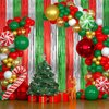 YUKL Red Green Silver Christmas Backdrop Curtains 2Pack Christmas Decorations Fringe Curtains Tinsel Backdrop Streamers Party Decorations for Christmas Party Decorations Indoor Outdoor Party Supplies
