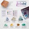 CRYSTALYA Abundance and Prosperity Healing Crystals, 100% Authentic, Wooden Gift Box + 50pg EBOOK- Malachite, Pyrite, Citrine, Aventurine, Blue Calcite, Tree Agate, Tiger Eye + Info Guide, Made in USA