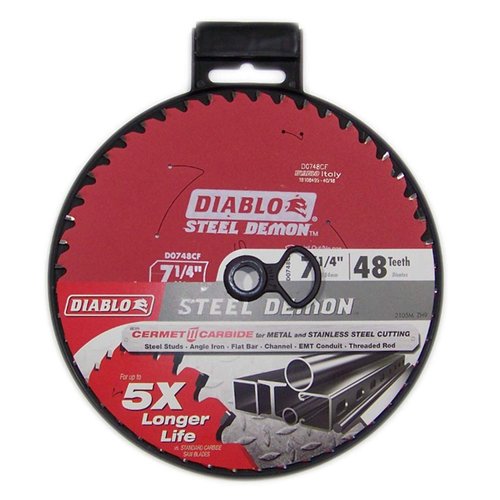 Diablo D0748CF STEEL DEMON 7 1/4 inch 48 Teeth Metal and Stainless Steel cutting Saw Blade CERMET II Carbide Up to 5X Longer Life