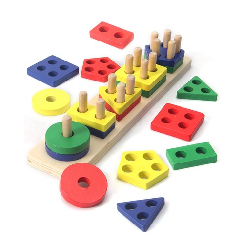 KINOKOSAY Montessori Toys for 123 Year Old Toddlers Educational Wooden Toys for Baby Boys Girls Learning Color Shape Sorter Puzzle Blocks Development Birthday Gift