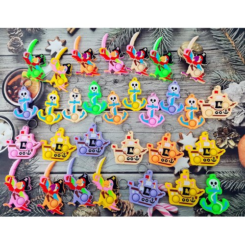 Roaqua 24 Packs Bulk Navigation Pirate Birthday Party Favors, Small Captain Anchor Boat keychain For Summer Classroom Prize Boys Kids Gifts Toys