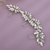 Teyglen Sparkly Rhinestone Wedding Hair Comb Headband Crystal Bridal Hair Side Comb Gold Silver Rhinestone Headpiece Hair Piece Hair Accessory for Women Bride Girls (Silver)