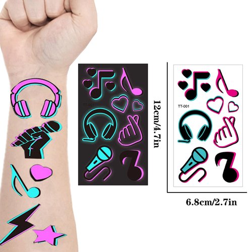 20 Sheets Glow In The Dark Temporary Tattoos Stickers for Adults, Waterproof Blacklight Tattoos Neon Temporary Tattoos for Women Birthday Gifts Glow Party Makeup Supplies Party Favors