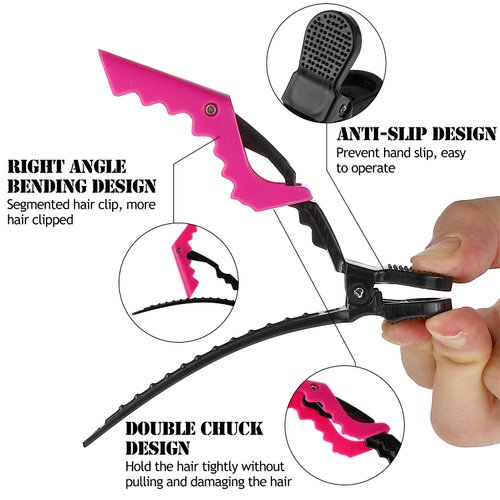 Patelai Hair Comb Set, 8 Pieces Rat Tail Combs, Teasing Combs, and Hand-held Alligator Clips, Carbon Fiber & Metal, for Hair Stylist, Braiding, Hair Women Girls, Daily Use