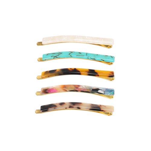Numblartd 5Pcs Acetate Marble Pattern Hair Clip Barrettes Bobby Pins - Women Lady Fashion Hairpin Bangs Clip Side Clip Hair Accessories