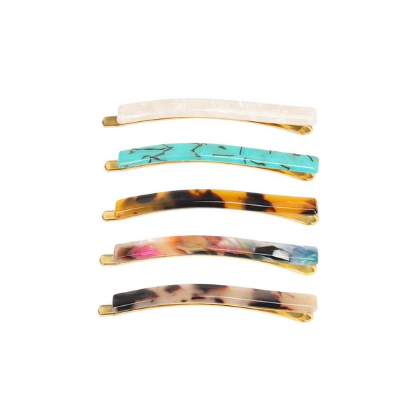 Numblartd 5Pcs Acetate Marble Pattern Hair Clip Barrettes Bobby Pins - Women Lady Fashion Hairpin Bangs Clip Side Clip Hair Accessories