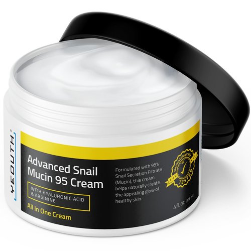 YEOUTH Advanced Snail Mucin Moisturizer Face Cream 95, Hydrating Snail Cream, Face Moisturizer for Dry Skin, Advanced Snail Cream with Hyaluronic Acid & Arginine 4oz