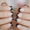 iMABC Press on Nails - Nude Black French Glitter Tips Fake Nail | Cute Short Glossy Shiny Solid False Nails | Glue Acrylic Decoration Manicure Gift for Girls Women 24Pcs