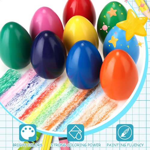 Spakon 9 Colors Toddler Crayons Egg Crayons Palm Grasp Crayons Washable Crayons Paint Crayons for Kids Ages 1-3