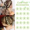 YISSION 20Pcs Mini Pearl Flower Hair Clips Cute Rhinestone Hair Pins Small Decorative Hair Clips Wedding Hair Barrettes Green Flower Hair Clips Bridal Hair Accessories for Girls Women