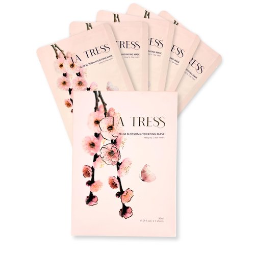 LA TRESS Plum Blossom Hydrating Korean Face Mask, Korean Beauty Skin Care (5 Sheets)