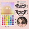 QLINLEAF Halloween Eyeshadow Palette - 30 Color Rainbow Eyeshadow Palette and Lace Mask Set Bright Vibrant Colors Shades Cosmetics
