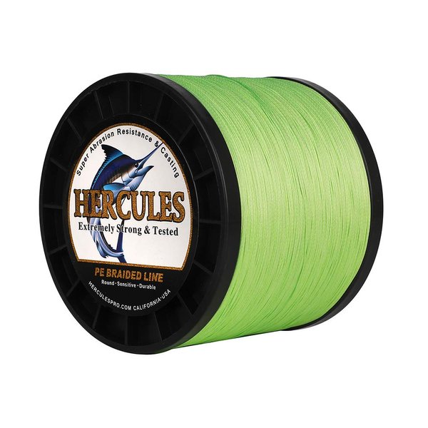 HERCULES Super Cast 1000M 1094 Yards Braided Fishing Line 200 LB Test for Saltwater Freshwater PE Braid Fish Lines Superline 8 Strands - Fluorescent Green, 200LB (90.7KG), 0.75MM