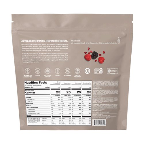Cure Hydration | Plant-Based Electrolyte Drink Mix | No Added Sugar | Dehydration Relief Powder Made with Coconut Water | Non-GMO | Vegan | FSA & HSA | 28 Servings - Variety Pack