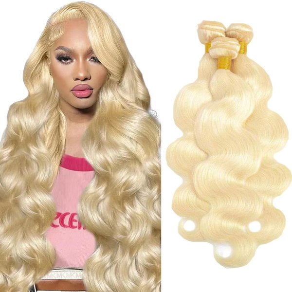 Freiuoke Hair Blonde Bundles 613 Body Wave Human Hair Bundles 8A Grade Brazilian Unprocessed Virgin Hair 3 Bundles 8 10 12 Inch 613 Bundles Remy Human Hair Extensions