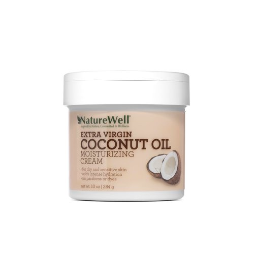 NATURE WELL Extra Virgin Coconut Oil Moisturizing Cream for Face, Body, & Hands, Anti Aging, Firming, Restores Skin's Moisture Barrier, Provides Intense Hydration for Dry & Dull Skin, 16 Oz