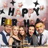 Happy Birthday Balloons Banner, 3D Mylar Foil Letter Birthday Balloons with 6pcs Star Balloons, Birthday Party Decorations for Kids Boys Men Adults Birthday Party Supplies, Black&Rose Gold