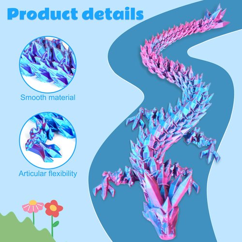 Dragon Eggs with Dragon Inside, 3D Printed Surprise Funny Gifts for Kids, Articulated Dragon Fidget Toys for Adults, Executive Desk Toys Office Room Décor (Gradient Light Purple-Red, M-Size)