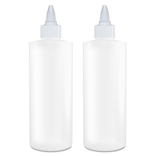 BRIGHTFROM Twist Top Applicator Bottles, Squeeze 8 OZ Empty Plastic Bottles, Refillable, Open/Close Nozzle - Hair Coloring/Multi Purpose (Pack of 2)