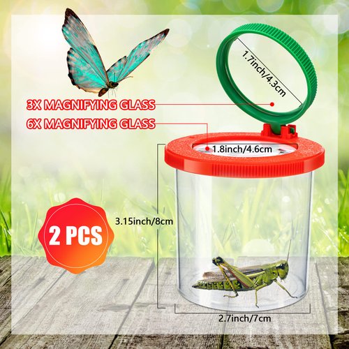 Insert Bug Viewer for Kids, 4PCS Magnifying Insect Box Bug Catcher Kit for Kids Bug Magnifier Container Critter Insect Bug Cage Bug Jar, Magnifier Backyard Explorer Insect Bug Viewer Collecting Kit