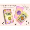 JUJU'S VIBES Learning Tarot Cards for Beginners with Meanings on Them, Cute Sunset Tarot Cards Set Unique, with Keywords, Beautiful Rider Waite Tarot Desks, Cute Beginner Tarot Cards Deck Pink
