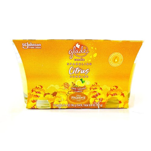 Glade 2 Candles Sparkling Citrus Sunrise Air Freshener Infused with Essential Oils, 6.8 Ounce