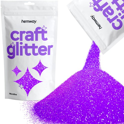 Hemway Craft Glitter 100g / 3.5oz Glitter Flakes for Arts Crafts Tumblers Resin Epoxy Scrapbook Glass Schools Paper Halloween Decorations - Microfine (1/256" 0.004" 0.1mm) - Fluorescent Purple