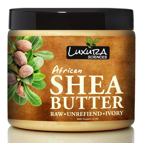 Luxura Sciences African Shea Butter | Raw, Unrefined and Ivory | Pure & Natural for DIY Body Butter or Lip Balms | Ideal for Face, Body and Hair | 7.05 Oz (200g)