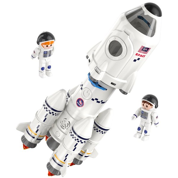 TEMI Space Airplane Spacecraft Toy for 3 4 5 6 7 8 9 Years Old Kids, Science Educational 5-in-1 Aerospace Toy with 2 Astronauts, Projection Lamp, Outer Space Toy Gifts for Boys Girls 3+