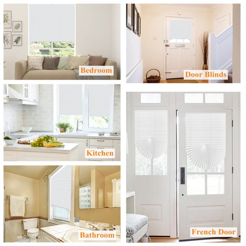 Window Blinds Cordless No Drill Cut to Size Clip On Stick On Self Adhesive Temporary Blinds Pleated Paper Blinds for Windows Doors Shades for Home Nursery Bedroom Kitchen Bathroom