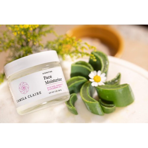 CAMILA CLAIRE HYDRATING FACE MOISTURIZER: Provides Intense Hydration | Renews the Appearance of Tired Skin | Boosts the Collagen Production in the Skin | Made with Hyaluronic Acid, Aloe Vera and Blend of Vitamins E, C, and B - 2 Oz.
