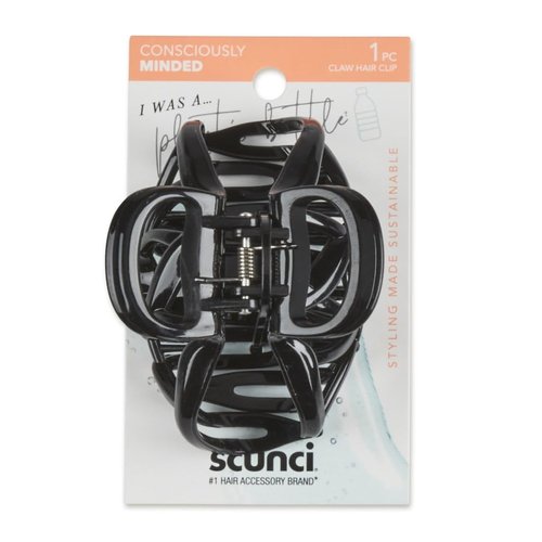 Scunci Consciously Minded "I Was a Plastic Bottle" Octo-Jaw Claw Clip, Black, 1-Piece