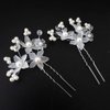 AKOAK 5 Pcs Bride Tiara Handmade Pearl Head Flower Hair Clip Fork Pearl Flower Braid Hair Disc U-Shaped Small Hairpin Head Accessories (White)