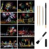 Magic Scratch Art Paper, Mini Envelope Postcard, Rainbow Night View Scratchboard for Adults and Kids, Art & Crafts Set: 8 Sheets Scratch Cards & 6 Tools Drawing Pen, Clean Brush (Gorgeous Fireworks)