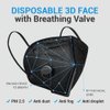 Face Mask Black Disposable Face Mask with breathing-valve 10 Pack | Black Face Mask for Protection 5 Layer Non-Woven | Face Coverings for Men and Women Lightweight and Comfortable on Skin