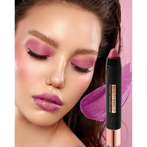 Metallic Diamond Glitter Matte Lipstick Crayon Pencil, Long Lasting Non-Stick Red Shiny Creamy Lip Gloss Lip Liner Pen, Sparkling High Pigment Waterproof Eyeshadow, Shimmer Lip Blam Stain Makeup – 08#