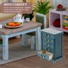1pcs Miniature Chest of Drawers: Dollhouse Blue Tall Drawer Cabinet 1:24 Scale Mini Nightstand for Doll House Accessorie 2.12in ABS