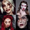 Halloween Face Temporary Tattoos 3D Bleeding Wound Mouth Tattoo Stickers Fake Scar Horror Eyes Spider Web Bullet Joker Tattoos for Adults Kids Makeup Kit for Day of the Dead Cosplay Party 9 Sheets