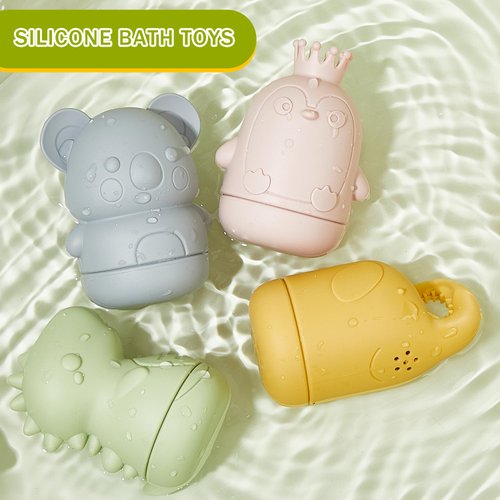 Bath Toys Floating Boats with Silicone Bath Toys, 9 PCS Mold Free Baby Bath Toys for Infants 6-12-18 Months Bathtub Water Table Toys for Toddlers 1-3, Water Pool Toys for 1 2 3 4 Boys Girls Kids