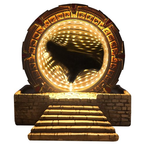 CAFELE Atlantis Stargate Mirror LED Night Light Star Gate 3D Time Tunnel Ring Mirror Movie Replica Model Cospaly Halloween Party Prop Resin Collectable Toy Home Decor Ornament Gift
