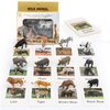Small Montessori Animal Figures with Flash Cards, Realistic Animal Figurines Toys, Montessori Materials Homeschool Preschool Science Educational Matching Game for Toddler Kids (Zoo)