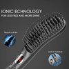 JINRI Hair Straightener Brus,30S Fast Heating Ceramic Hair Straightener Comb & Iron with Anti-Scald,Travel & Salon，Best Soft Round Touch Body for Home, Black