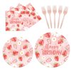 96Pcs Strawberry Party Plates and Napkins, Strawberry Baby Shower Party Supplies Sweet Berry Strawberry Birthday Tableware Set for Girls A Berry Sweet Baby Decorations Favors Serves 24(Strawberry)